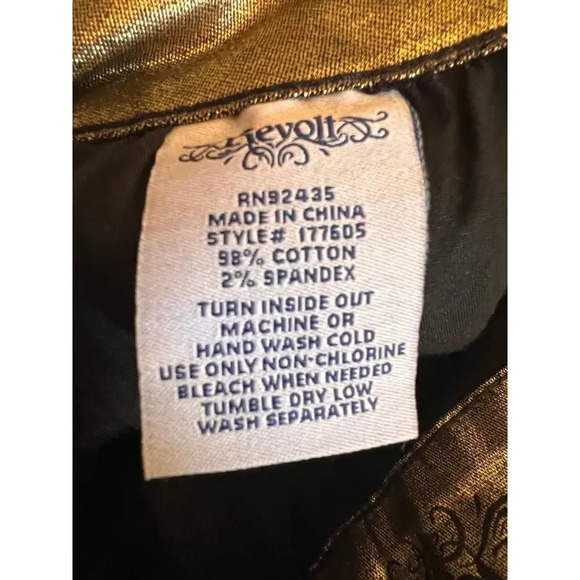 Vintage Revolt gold and black boot cut straight leg 90’s jeans 32 waist size 13 - Picture 8 of 9